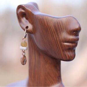 Copper Coffee Bean Dangle Earrings